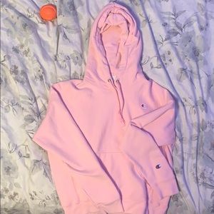 Cropped pastel pink champion hoodie